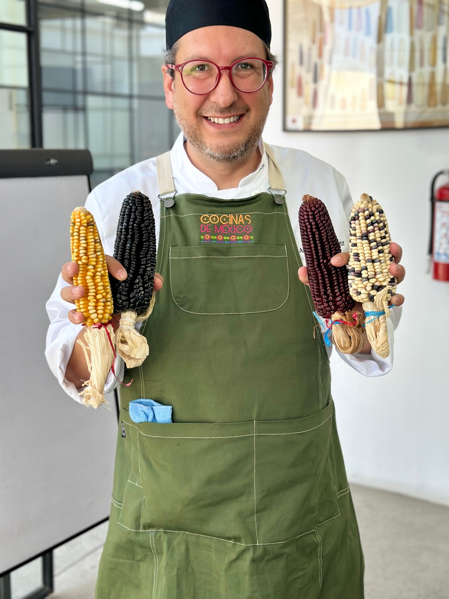 Antonio Gonzalez sharing heritage Mexican corn with guests